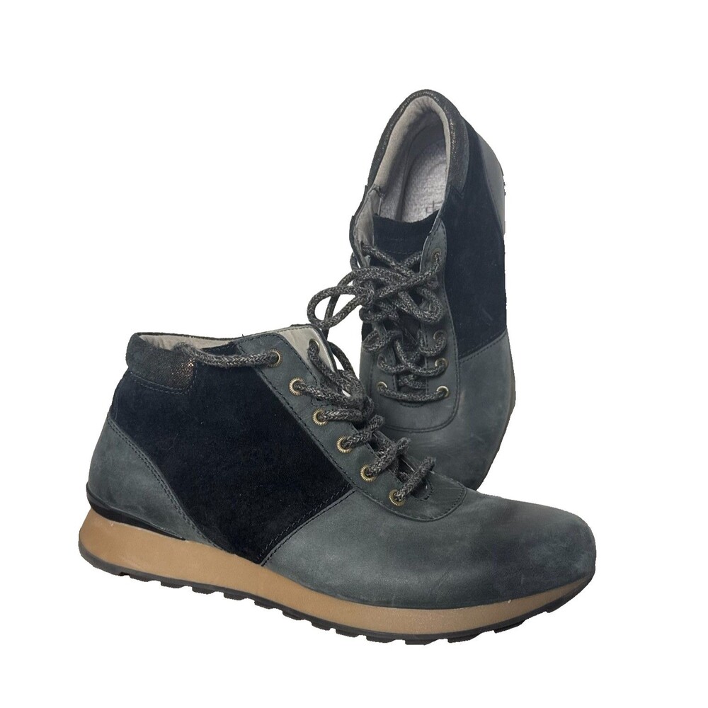 Dansko Black Gray Leather Sneakers Women 9.5 10 EU 40 Comfort Walking Shoes